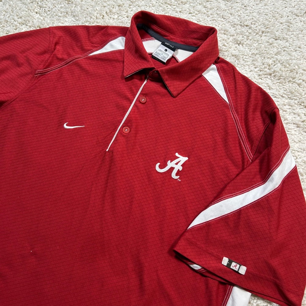 Nike Alabama Polo Large Red Crimson Tide Dri-FIT Short Sleeve Performance